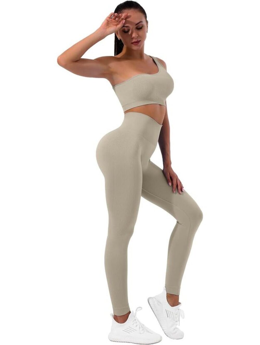 Sportneer Seamless Ribbed High Waist Leggings Sage Green Women’s Small Yoga